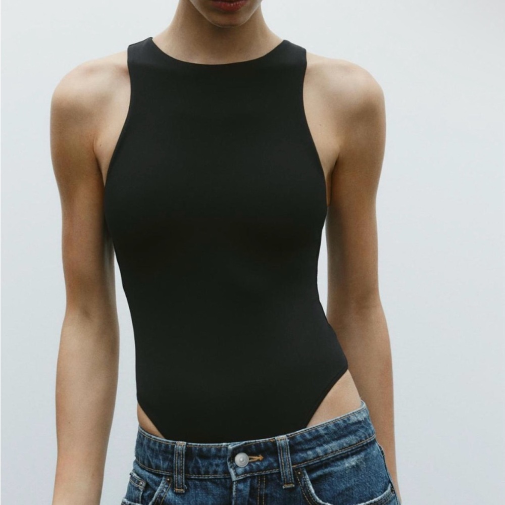 Zara high neck black bodysuit size medium